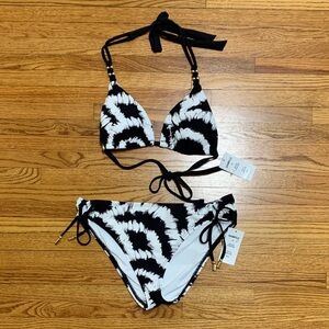 La Blanca swimsuit - black and white triangle bikini set bathing suit size 6